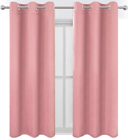 LEMOMO Pink Thermal Blackout Curtains/38 x 54 Inch/Set of 2 Panels Room Darkening Curtains for Bedroom