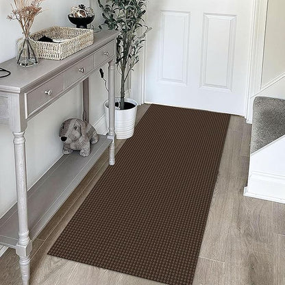 KOZYFLY Runners for Hallways 2x5 ft Washable Kitchen Runner Non Slip Rubber Backed Hall Runners Cotton Entryway Runner Rugs Floor Carpet for Indoor Backdoor Bedroom Kitchen, Reddish Brown/Coffee