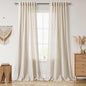 Boho Linen 112 Inch Curtains for Living Room Light Filtering Semi Sheer Curtain Back Tab Boho Eclectic Home Decor Elegant Farmhouse Drapes Floor to Ceiling High Window for Bedroom 52x112, 2 Panels