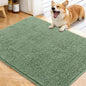 OLANLY Dog Door Mat for Muddy Paws 40x32, Absorbs Moisture and Dirt, Absorbent Non-Slip Washable Doormat, Quick Dry Chenille Mud Mat, Entry Indoor Entryway Carpet for Inside Floor, Olive Green