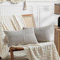 Fancy Homi 2 Packs Neutral Grey Long Lumbar Decorative Throw Pillow Covers 16x24 Inch for Couch Bed Sofa, Rustic Farmhouse Boho Home Decor, Soft Striped Corduroy Rectangle Accent Cushion Case 40x60 cm