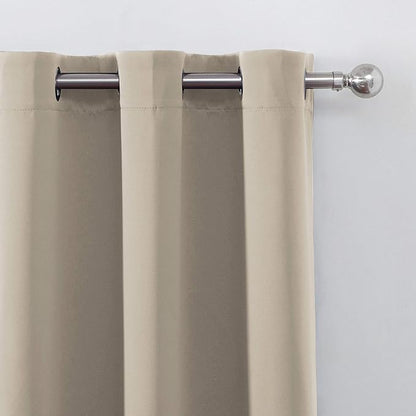LEMOMO Blackout Curtains 66 x 84 inch/Beige Curtains Set of 2 Panels/Thermal Insulated Room Darkening Bedroom Curtains