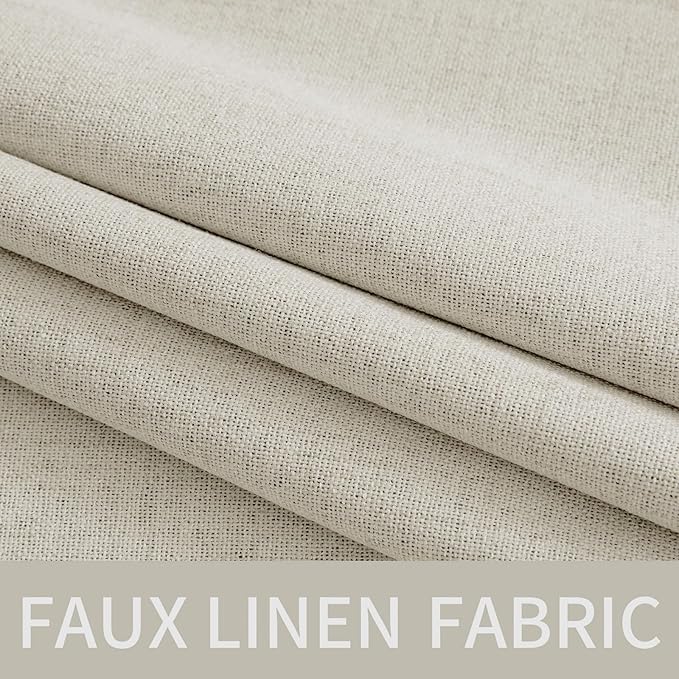 MIULEE Linen Texture Curtains for Bedroom Light Cream 100% Blackout Thermal Insulated Linen Curtains Grommet Room Darkening Drapes for Living Room Nursery 52x54 Inch (2 Panels)
