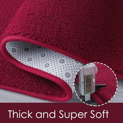 AROGAN Shag Runner Rug for Hallways, 2x6 Feet Washable Rugs with Memory Foam for Bedroom, Entryway Indoor Fluffy Throw Rug for Bedside Living Room Kids Girls Nursery Dorm Room Decor, Wine Red