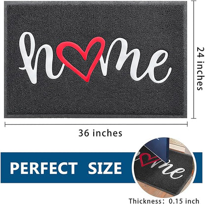 EARTHALL Door Mat Outside Inside Home Doormat, 36"x24",Durable Floor Mat Non Slip Mat Ultra Absorb Mud Easy Clean Front Doormat for Garage, Entryway, Patio, High Traffic Areas, Black