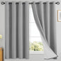 Yakamok Dove Grey Linen Curtains 100% Blackout 63 Inches Long,Room Darkening Textured Curtains for Living Room Thermal Grommet Bedroom Drapes 2 Panels with Greyish White Liner