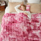 Cozy Bliss Faux Fur Throw Blanket for Bed King Size, Bubble Plush Blanket, Fuzzy Soft & Thick Blanket for Bed Sofa Living Room, 108x90 Inches Tie-dye Pink
