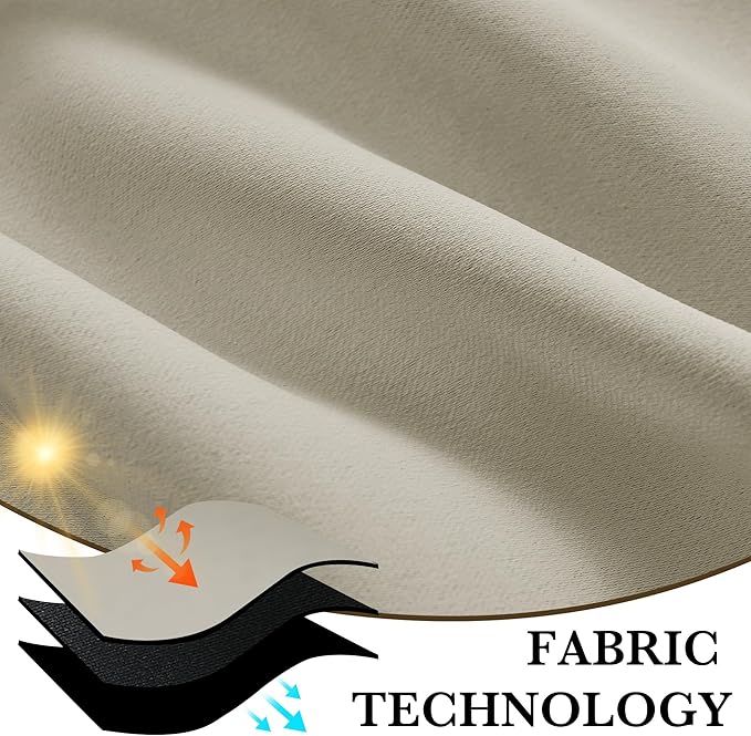 RYB HOME 100% Blackout Bathroom Curtains Over Sink 24 inches Long, Heat & UV Blocking Total Room Darkening Noise Reducing Curtains for Basement RV Campers, Natural, 2 Panels Set