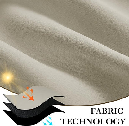 RYB HOME Bedroom Blackout Curtains 54 inches Long, 100% Blackout Thermal Insulated Noise Reducing Curtains for Living Room Nursury, 42 inches Wide by 54 inches Long, Natural