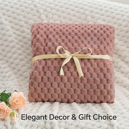 BEDELITE Fleece Blanket - 3D Jacquard Decorative Dusty Pink Throw Blankets for Couch & Bed, Soft and Cozy Warm Plush Fluffy Blanket All Seasons Suitable, 50x60Inches