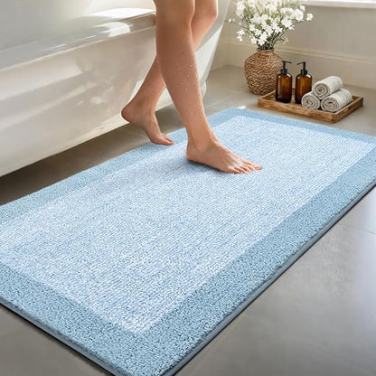 70x24 Long Bathroom Rugs Washable Non Slip, Light Blue Bath Mat for Bathroom Floor Tub, Soft Absorbent Quick Dry Mats for Shower, Bathtub,Home Decor