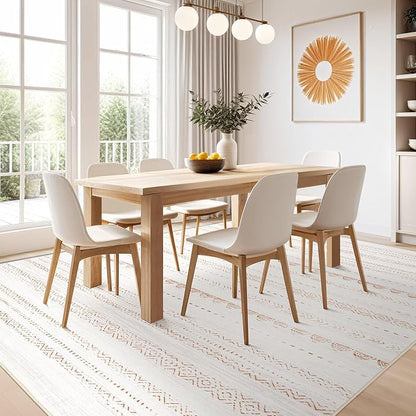 Nakagishi 7x10 Area Rug Living Room: Washable Boho Large Neutral Soft Farmhouse Modern Rugs Stain Resistant Moroccan Non-Slip Indoor Floor Carpet for Bedroom Nursery Kids Playroom Office Dining Room