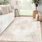 Area Rug 3x5 Washable Rug, Vintage Boho Medallion Entryway Rug Non-Slip Soft Low Pile Small Distressed Floor Carpet Retro Doormat for Kitchen Bedroom Laundry Bathroom Hallway (Beige, 3'x5')