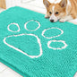 OLANLY Dog Door Mat for Muddy Paws 30x20, Paw Print Design, Absorbs Moisture and Dirt, Absorbent Non-Slip Washable Doormat, Quick Dry Chenille Mud Mat for Dogs, Entry Indoor Entryway Carpet, Teal
