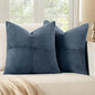 MIULEE Blue Decorative Throw Pillow Covers 18x18 Inch for Couch Bed Sofa Pack of 2 Boho Farmhouse Throw Pillows Soft Cross Corduroy Patchwork Textured Cushion Cases