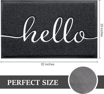 BeneathYourFeet Door Mat (32"x20",Black), Welcome Mat Low Profile Front Doormat Indoor Outdoor Door Non Slip Rugs for Entryway, Patio, High Traffic Areas