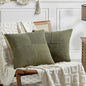 Fancy Homi 2 Packs Olive Green Euro Decorative Throw Pillow Covers 28x28 Inch Room Couch Bed, Rustic Farmhouse Boho Home Decor, Soft Corss Corduroy Patchwork Textured Cushion Case 71x71 cm