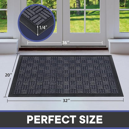 Mibao Front Door Mat, Heavy Duty Durable Welcome Mat for Outdoor Indoor, Dirt Trapper Waterproof Super Absorbent Door Mat for Entryway Outside Patio Porch,73" x 46", Navy