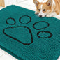 OLANLY Dog Door Mat for Muddy Paws 30x20, Paw Print Design, Absorbs Moisture and Dirt, Absorbent Non-Slip Washable Doormat, Quick Dry Chenille Mud Mat for Dogs, Entry Indoor Entryway Carpet, Lake Blue