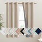 NICETOWN Cream Thick Linen Blend 100% Blackout Curtains 63" Long 2 Panels Set for Bedroom, 42" Wide, Rustic Grommet Thermal Insulated Flax Textured Full Blackout Window Draperies with Grey Liners