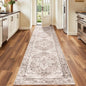 Lofus 2x10 Runner Rug for Hallways, Washable Kitchen Rugs, Non-Slip Rugs for Entryway and Bedroom, Vintage Boho Carpet, Soft Low Pile Long Runner Area Rug, Vintage Beige Brown