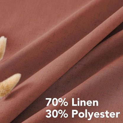 H.VERSAILTEX Living Room Linen Curtains Semi Sheer Curtains Nickel Grommet Curtain Energy Saving Light Filtering Window Treatments Panels for Bedroom, Rust, 2 Panels, 52 x 108 - Inch