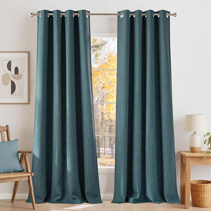 NICETOWN Greyish Blue Blackout Curtains 84 inches Long for Living Room - Privacy Panels for Bedroom, Modern Farmhouse Style Easy Care Grommet Top, 2 Panels, W52 by L84