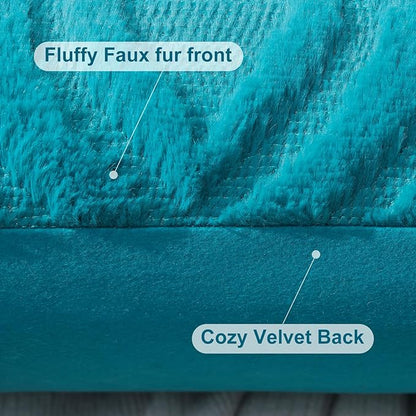 decorUhome Summer Throw Pillow Covers 20x20 Inch Set of 2, Soft Plush Faux Wool Teal Solid Couch Pillow Covers, Accent Farmhouse Neutral Square Pillow Cases for Sofa Bed Living Room