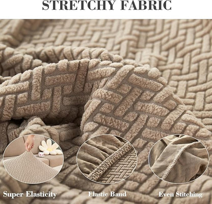 Sofa Covers Couch Covers for Sofa Pet Friendly Couch Cushion Covers Universal Sofa Covers Washable Stretch Slipcovers for Sectional Sofa (Texture Light Coffee,Back Cover M)