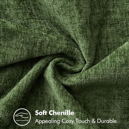 MIULEE Pack of 2 Christmas Pillow Covers 16x16 Inch Moss Green Farmhouse Decorative Throw Pillow Covers with Stitched Edge Soft Chenille Solid Dyed Couch Pillow Covers for Sofa Bed Living Room