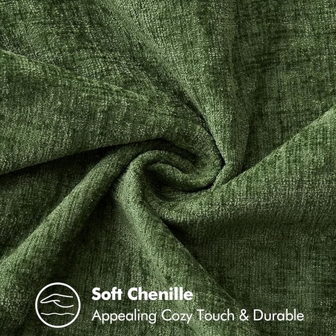 MIULEE Pack of 2 Pillow Covers 20x20 Inch Moss Green Farmhouse Decorative Throw Pillow Covers with Stitched Edge Soft Chenille Solid Dyed Couch Pillow Covers for Sofa Bed Living Room