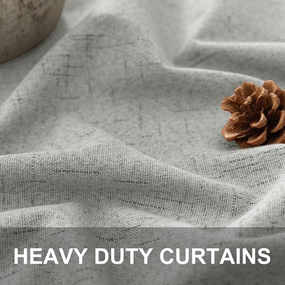 Light Grey Black Out Curtains 72 Inch Long for Dining Room 2 Panels Linen Textured Boho Blackout Drapes Double Sided Blocking Gray Room Darkening for Bedroom Garage Window Coverings 72 Length 6FT 6 FT