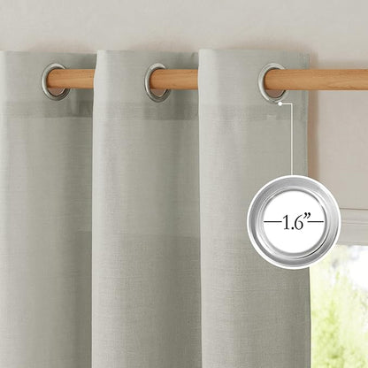 NICETOWN Linen 78 inch Curtains for Kitchen Window, Grommet Thick Flax Linen Gray Small Window Treatments Privacy Assured with Light Filtering for Cafe/Kids Room, W68 x L78, 2 Panels