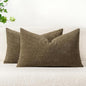 MIULEE Pack of 2 Coffee Throw Pillow Covers 12x20 Inch Soft Chenille Lumbar Pillow Covers for Sofa Living Room Couch Solid Dyed Cases