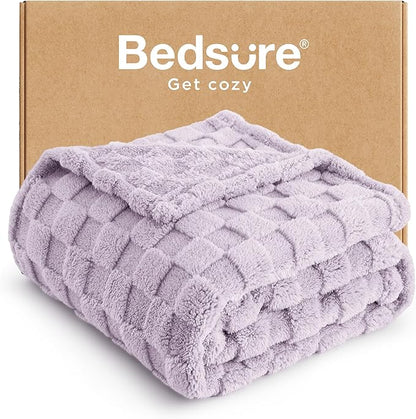 Bedsure GentleSoft Lavender Fog Throw Blanket for Couch - Super Soft Cozy Blankets Gifts for Kids Girls, Cute Small Fleece Throws for Bedroom Home Decor, 50x70 Inches