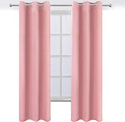 LEMOMO Pink Blackout Curtains 34 x 84 Inch Length/Set of 2 Curtain Panels/Thermal Insulated Room Darkening Blackout Curtains for Bedroom