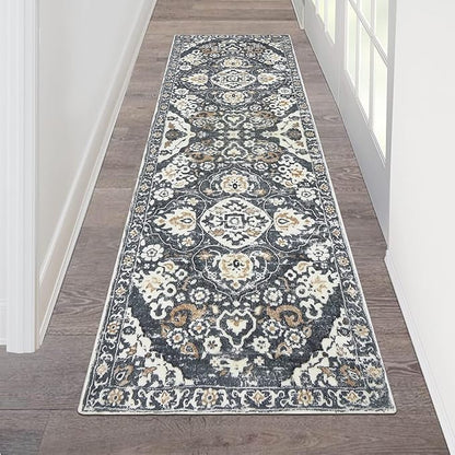 HEBE Hallway Runner Rug 2'x6' Washable Vintage Distressed Area Rugs Non Slip Laundry Rug Runner Boho Floor Carpet Runners for Hallways Entryway Laundry Room Kitchen Bathroom