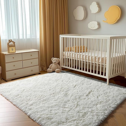ONASAR Cream White Area Rugs 9x12 Living Room, Ivory Large Fluffy Shag Bedroom Rug, Soft Plush Thick Shaggy Big Floor Carpet for Kids Boy Girls Teen Dorm Nursery Indoor Home Decor Aesthetic