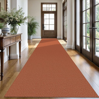 KOZYFLY Extra Long Runners for Hallways 3x18 ft Washable Kitchen Runner Non Slip Rubber Backed Hallway Rug Cotton Entryway Runner Rug Floor Carpet for Indoor Hall, Kitchen, Stair, Orange/Tan