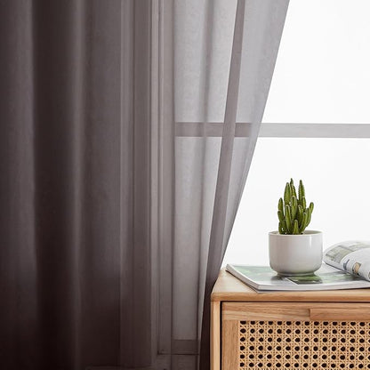 Simplebrand Chocolate Valances 14 Inches Long for Living Room Pocket 2 Panel Light Filtering Sheer Translucent Valence Toppers for Short Window Kitchen Bathroom Bedroom 42x14 Inch Length