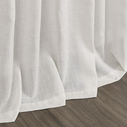 Nanspring Natural Linen Curtains 90 Inches Long for Living Room Country Semi Sheer Light Filtering Curtains Farmhouse Decor Boho Curtain for Bedroom Back Tab and Rod Pocket 52x90, 2 Panels