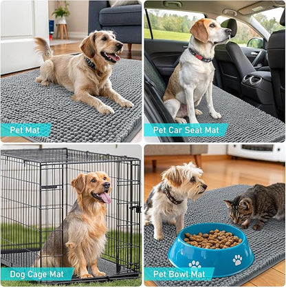 OLANLY Dog Door Mat for Muddy Paws 70x35, Absorbs Moisture and Dirt, Absorbent Non-Slip Washable Doormat, Quick Dry Chenille Mud Mat for Dogs, Entry Indoor Entryway Carpet for Inside Floor, Grey