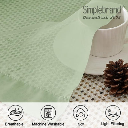 Simplebrand Light Green Sheer Curtains 63 Inch Length 2 Panels, Rod Pocket Solid Color Window Sheer Curtain Panels, Elegant Curtains & Drapes for Living Room, Bedroom 2 Panels, 42" W x 63" L