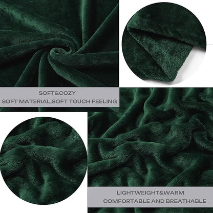 Forest Green Flannel Fleece Throw Blanket Throw Size(50 by 60 Inches),Green Throw Blanket for Couch Sofa Bed 280GSM,Super Soft Plush Cozy and Lightweight Warm Bed Blanket for All Season