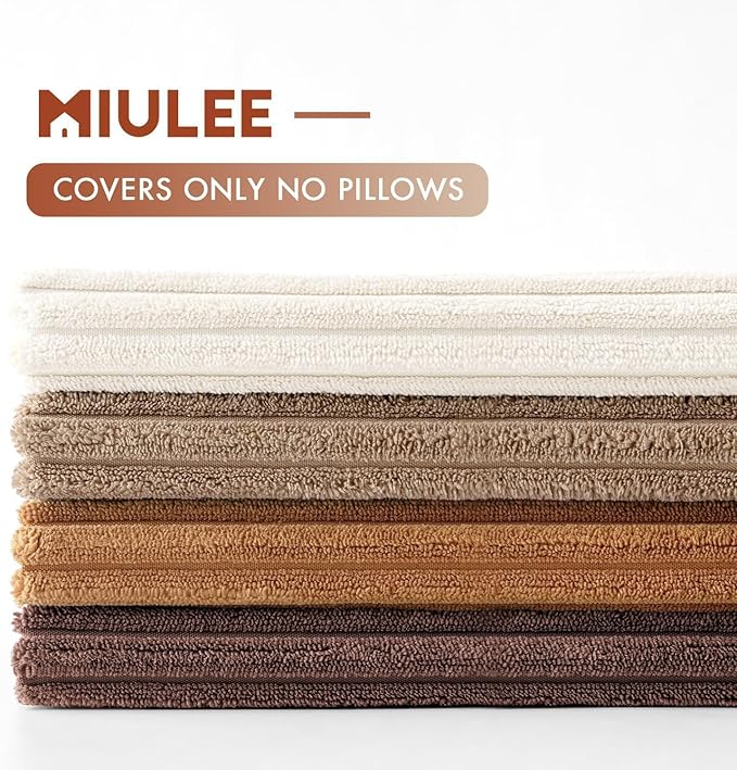 MIULEE Boho Farmhouse Throw Pillow Covers 24x24 Inch Set of 4 Rustic Mordern Neutral Cushion Covers Soft Corduroy Nordic Home Decor for Couch Bed Sofa Living Room Brown