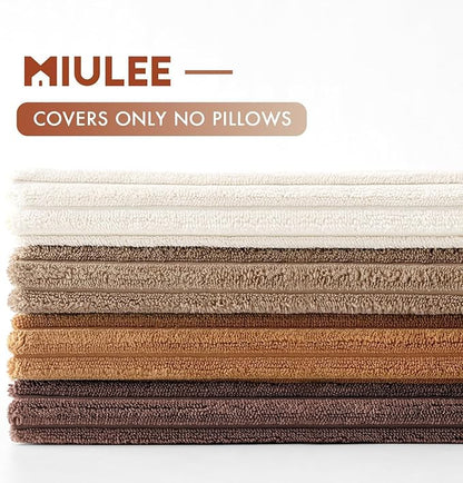 MIULEE Boho Farmhouse Throw Pillow Covers 24x24 Inch Set of 4 Rustic Mordern Neutral Cushion Covers Soft Corduroy Nordic Home Decor for Couch Bed Sofa Living Room Brown