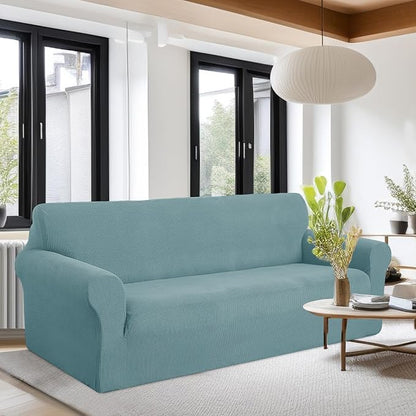 U-NICE HOME Stretch Couch Cover Sofa Cover Sofa Slipcover Furniture Protector for 4 Cushion Couch Sofa Pet Friendly(Oversized Sofa, Light Blue)