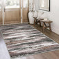 Lansny Modern Abstract 4x6 Living Room Washable Rug Non-Slip Soft Bedroom Area Rug Dark Light Brown White Thin Print Faux Wool Floor Carpet Throw Rugs for Nursery Playroom Dining Room Indoor Office