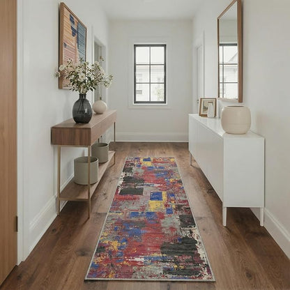 BEIMO Area Rugs 5x7 for Living Room Bedroom, Modern Abstract Machine Washable Rug, Large Soft Low Pile Floor Carpet with Non Slip Backing for Dining Room, Vivid Mix