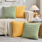 Fancy Homi Set of 4 Spring Boho Decorative Throw Pillow Covers 20x20 Inch for Couch Bed Sofa, Sage Green Yellow Room Decor, Soft Fuzzy Fluffy Cozy Corduroy Textured Cushion Case 50x50cm
